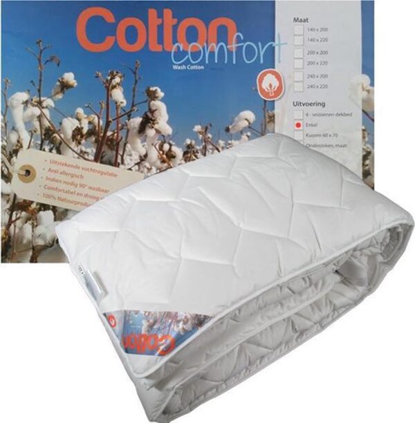Cotton Comfort Dekbed - Enkel - 100% Katoen - Tweepersoons - 200x220 cm - Wit (7434043432468)