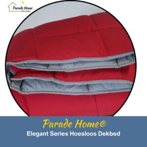 Parade Home® Luxe Dekbed zonder overtrek-200x200 tweepersoonsbed- Hoesloos en Gekleurd Dekbed in kleur- Ademend Bedrukt dekbed- Wasbaar-Grijs en Rood (8721202110985)