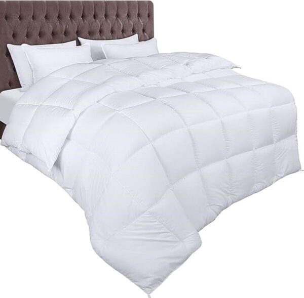 Bedding dekbed 10,5 tog met hoeklabs - pluche gesiliconiseerd fiberfill, doos gestikt dons alternatief dekbed (200x200 cm, Wit) (9505555817345)