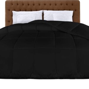200x200 cm Lichtgewicht Gewatteerd Polyester Zomerdekbed met Hoeklabels - Doos Gestikt Alternatief (Zwart) dekbed zonder overtrek en wasbaar (6150709479400)