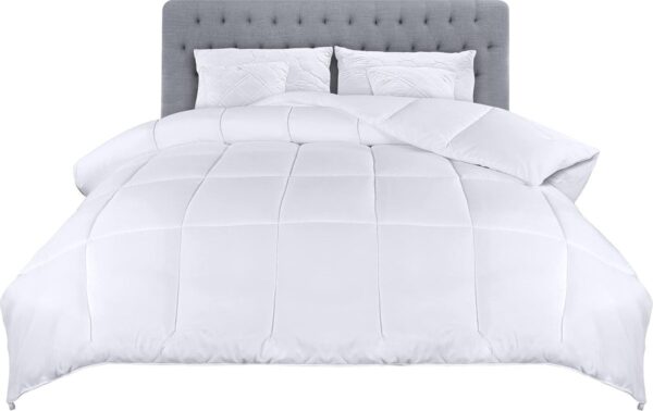 Bedding Lichtgewicht Zomerdekbed 200x200 cm met Hoektabs, Microfiber Zacht Zomerdekbed 200 GSM, Box Stitched Alternative Dekbed (Wit) (6150424930972)