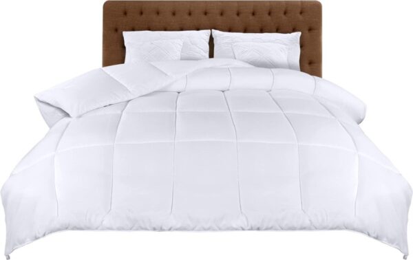 Bedding Lichtgewicht dekbed 200x200 cm, Gewatteerd dekbed 200 GSM met Polyester vulling, Zacht zomerdekbed met hoeklabels, Doos Gestikt Alternatief dekbed (Wit) (6152512622608)