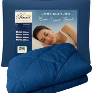 PrincessDekbed - EazyDekbed - Uni Kleur - Blauw - Hoesloos Dekbed 200x200 cm - Bedrukt & Gekleurd Dekbed - Tweepersoons Dekbed met Cassette Box Constructie - 30 Dagen Proefslapen (8721122462959)
