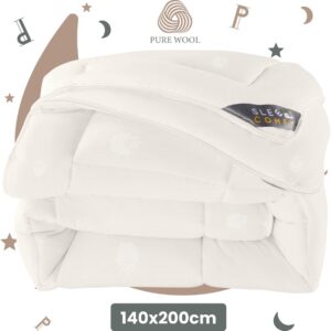 Sleep Comfy - Premium 4-seizoenen Wollen Dekbed | 140x200 cm - 30 dagen Proefslapen - 100% Zuiver Australische Scheerwol - Anti Allergie Dekbed - Comfort & Ademend - 3 in 1 - Eenpersoon Dekbed - Zomerdekbed & Winterdekbed (8720813992096)