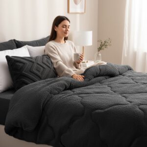 Bedsupplies-Lazy Dekbed- Dekbed Zonder Overtrek - Teddy - 200x200 - Antraciet (0710663680678)