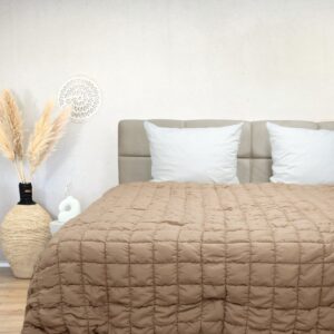 HappyBed Wasbaar dekbed zonder overtrek 200x200 - Bedrukt dekbed zonder hoes - Hoesloos Dekbed met Print - All year dekbed enkel - Tweepersoonsdekbed - Taupe (8717752110698)
