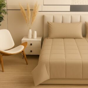 SimplyDream Dekbed Zonder Overtrek - Inclusief Kussensloop - Beige - 200x200 - Wasbaar - 4 seizoenen - 30 dagen proefslapen (8721325528087)