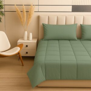 SimplyDream Dekbed Zonder Overtrek - Inclusief Kussensloop - Navy Green - 200x200 - Wasbaar - 4 seizoenen - 30 dagen proefslapen (8721325528124)