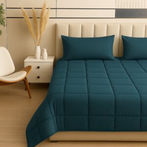 SimplyDream Dekbed Zonder Overtrek - Inclusief Kussensloop - Petrol Blue - 200x200 - Wasbaar - 4 seizoenen - 30 dagen proefslapen (8721325528179)