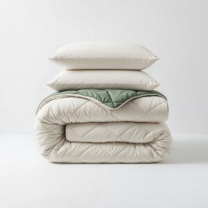 Sleeptime 2 in 1 Diamant Dekbed - Dekbed zonder Overtrek Inclusief Kussenslopen - 200x200 - Creme/Groen (8720578173785)