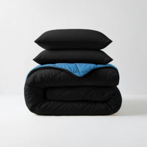 Sleeptime 2 in 1 Diamant Dekbed - Dekbed zonder Overtrek Inclusief Kussenslopen - 200x200 - Zwart/Blauw (8720578173631)