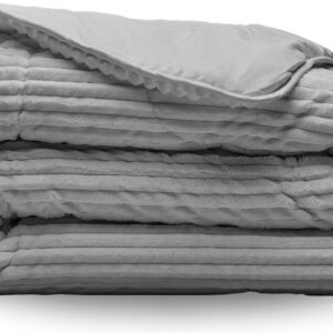 Zelesta Groovebed Grey 200x200 - Geribbeld Teddy Dekbedovertrek - 30 dagen proefslapen - Fluffy Dekbedovertrek - Wasbaar dekbed - Dekbed zonder overtrek (8721082879842)