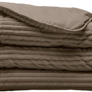 Zelesta Groovebed Taupe 200x200 - Geribbeld Teddy Dekbedovertrek - 30 dagen proefslapen - Fluffy Dekbedovertrek - Wasbaar dekbed - Dekbed zonder overtrek (8721082410939)