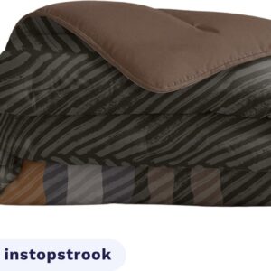 Zelesta Royalbed Brown Stripes 200x200 - Dekbed zonder overtrek - met Instopstrook - Wasbaar dekbed met Vaste Overtrek - All year zomerdekbed & winterdekbed (8721284911296)