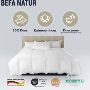 BEFA NATUR Dekbed Winter eendendonsdekbed, 200x200 cm, van 60% eendendons en 40% veren, Gemaakt in Duitsland (8721082334488)