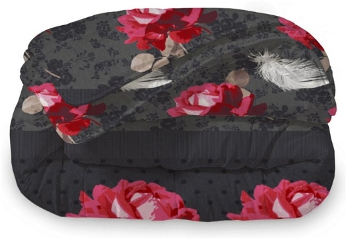 Dekbed Zonder Overtrek 200x200 cm + 2 Kussenslopen - Roses Black - Easy Dekbed - Warmteklasse 2 (8721061609446)
