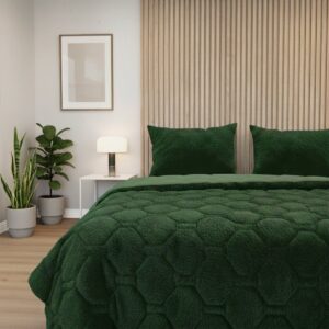 HappyBed Dekbed zonder overtrek 200x200 - Bedrukt dekbed zonder hoes - Hoesloos Dekbed met Print - Wasbaar - Tweepersoonsdekbed - Dark green (8717752116805)