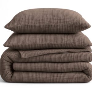 Sleeptime 2 in 1 Mousseline Dekbed - Dekbed zonder Overtrek Inclusief Kussensloop - 200x200 - Bruin (8720578173334)