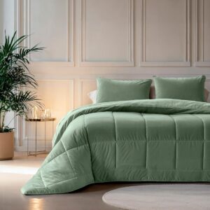 Super Zacht Velvet Eenpersoons Dekbed Groen 240x200 - Wasbaar & Droger Geschikt (9101051783247)