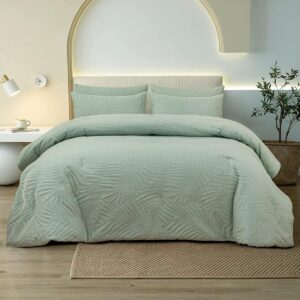 4-Seizoenen Dekbed 200x220 cm Groen Bladeren Patroon Inclusief 2 Kussenslopen | Zacht en Ademend Ganzendons Alternatief (9101060740910)