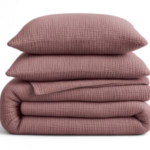 Aurello dekbed zonder overtrek Mousseline 200x200 cm met kussenslopen - Lazy dekbed - 100% Mousseline katoen - Oud roze (6153534878844)