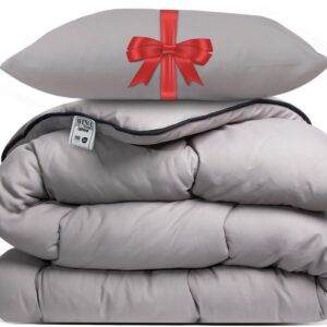 Avenue - Dekbed zonder overtrek 200x200 cm Taupe + Hoofdkussen 60x70 cm Taupe - Hoesloos - Anti-allergisch & wasbaar op 60°C - All Year comfort slaapbundel (8721184353394)