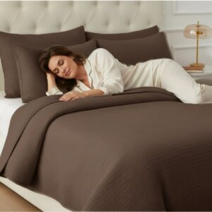 Bedsupplies - Lazy Dekbed - Dekbed Zonder Overtrek - Mousseline - Katoen - 200x200 - Inclusief Kussnslopen - Donker Taupe (6153500202215)