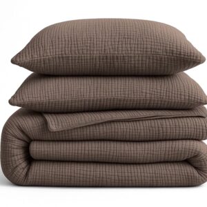 Easy All in One Wasbaar Dekbed Mousseline met Kussenslopen Donker Taupe-2-persoons (200x200 cm) (8718889138944)