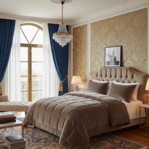 FAMEILLEUR 2-Persoons Velvet Dekbed met Vaste Hoes 200x200 cm -All Season Dekbed- Dekbed en Overtrek in Één - Luxe Fluwelen Dekbed Taupe - Wasbaar 40°C - Droger Geschikt - Kreukvrij Hotel Dekbed- Dek bed Zonder Losse Overtrek - Inclusief Kussenslopen (8721302493162)