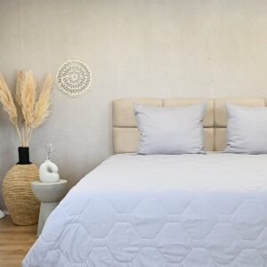 HappyBed Dekbed zonder overtrek 200x200 - Bedrukt dekbed zonder hoes - Hoesloos Dekbed met Print - Wasbaar - Tweepersoonsdekbed - Grijs (8719327701690)