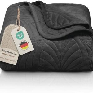 Premium bedsprei 200x220 cm - Naadloze stiksels en bladmotief - Luxe fluwelen deken - Zacht, kreukvrij en onderhoudsvriendelijk (9101004948327)