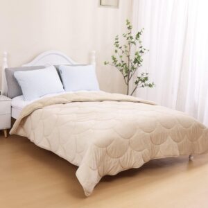 Velvet Sherpa Comfort Dekbed - 200x200 cm - Sand - All Year (8721061610190)