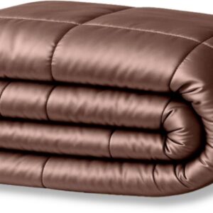 Y-NOT- Beautybed Satijn Dark Taupe 200x200 - Dekbed Zonder Overtrek - Satijnen Dekbed - Wasbaar Hoesloos Dekbed - 30 dagen proefslapen - Bedrukt dekbed - Dekbed met vaste overtrek - All year winterdekbed & zomerdekbed (8721249360657)