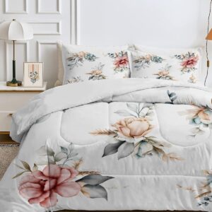 Dekbed 2 persoons - Bloemenprint beddengoed - Heerlijk slapen - Omkeerbaar design - 200x220 cm - Wit (9101164820648)