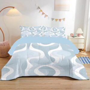 Dekbed Set - Beddengoed - Slaapkamer Decoratie - Abstract Patroon - 200x220 cm - Grijs Blauw (9101164820075)