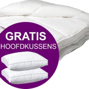 Dekbed (Winter & Herfst) + 2 Hoofdkussens - Tweepersoons - 200x220 cm - Wit - Set (7434043377325)