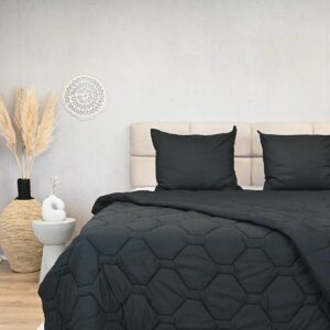 HappyBed 4 seizoenendekbed 200x200 - Tweepersoonsdekbed - Wasbaar dekbed zonder overtrek - Bedrukt dekbed zonder hoes - Hoesloos Dekbed met Print - Black (8721001720583)