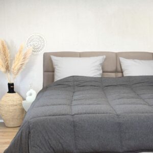 HappyBed Dekbed zonder overtrek 200x200 - Bedrukt dekbed zonder hoes - Hoesloos Dekbed met Print - Wasbaar All year Tweepersoonsdekbed - Antracite (8717752108596)