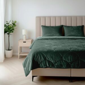 HappyBed Dekbed zonder overtrek 200x200 - Velvet - Wasbaar dekbed zonder overtrek - Dekbed zonder hoes - Hoesloos Dekbed - Dark green (8717752117284)