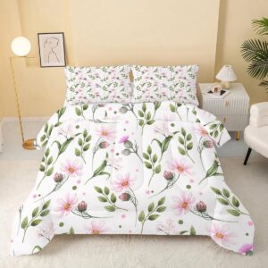 4-Seizoenen Dekbed 140x200 cm - Omkeerbaar Dekbed met Roze Bloemenprint - Inclusief 2 Kussenslopen 80x80 cm (9101064779619)