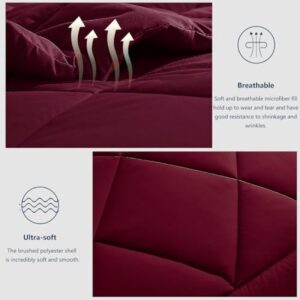 4-seizoenendekbed Frans bed 200x200 cm - Microvezel vulling 300 g/m² - Bordeaux - Geschikt voor herfst en winter - Machinewasbaar (8785365066770)