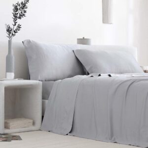 Beddengoed Set - Laken Kussensloop - Comfortabele Slaap - GOTS Gecertificeerd Bamboe - 200x200+30cm - Grijs (9101191376170)
