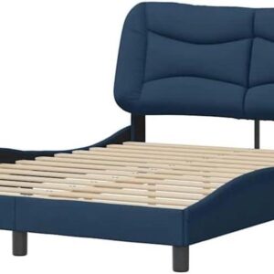 Bedframe met hoofdbord - Stoffen bed ombouw - Ontspannen slapen - Gevuld hoofdkussen - 140x200 cm - Blauw (9101180497657)