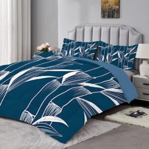 Dekbed 140x200 cm voor 1 persoon, 4-Seizoenen dekbed met plantenprint, warm en licht, incl. kussensloop (9101094810702)