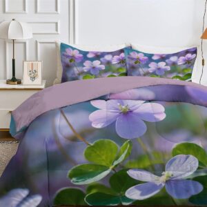 Dekbed 200x200 - Zomerdeken Winterdeken - Heerlijk slapen - Omkeerbaar met bloemen - 200x200 cm - Paars groen (9101174104196)