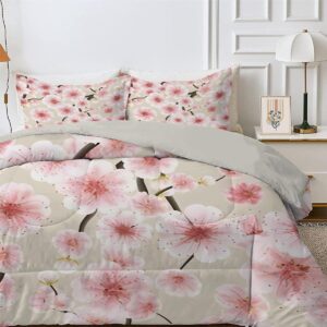 Dekbed met Kussenslopen - Dekbed set Beddengoed - Comfortabel slapen - Omkeerbaar bloemenpatroon - 200x200 cm - Lichtbruin (9101194706424)
