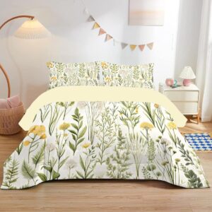 Dekbed met bladeren - Zacht dekbed - Slaapkamer decoratie - Print zonder overtrek - 200x220 cm - Wit (9101165477766)