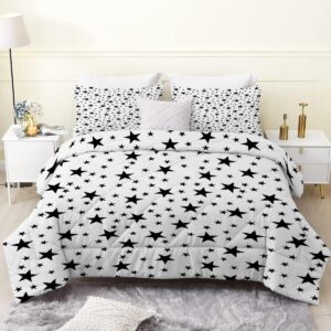 Dekbed zonder overtrek - Dekbed met sterrenpatroon - Slaapkamer inrichten - Huidvriendelijke microvezel - 200x200 cm - Zwart Wit (9101183283974)