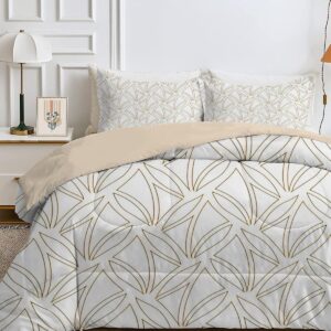 Dubbel Dekbed 200x200 cm Zomer Herfst Lichtgewicht met 2 Kussenslopen Grijs Patroon (9101051594003)