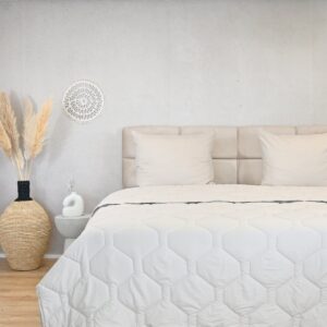 HappyBed Dekbed zonder overtrek 200x200 - Bedrukt dekbed zonder hoes - Hoesloos Dekbed met Print - Wasbaar - Tweepersoonsdekbed - Taupe (8720726859264)